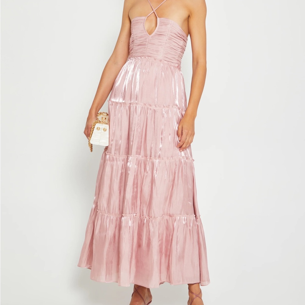 Aqua Pink Halter Maxi Dress
